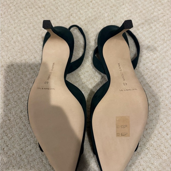 Manolo Blahnik Dark Green Slingback Maysi Heels - Picture 6 of 10